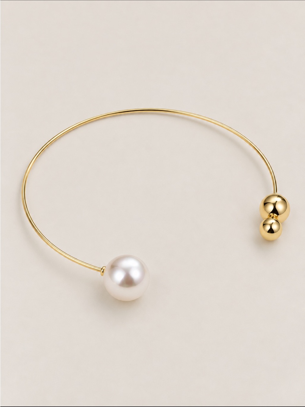 New! Gold Pearl Open Collar Necklace NWOT - Picture 3 of 4